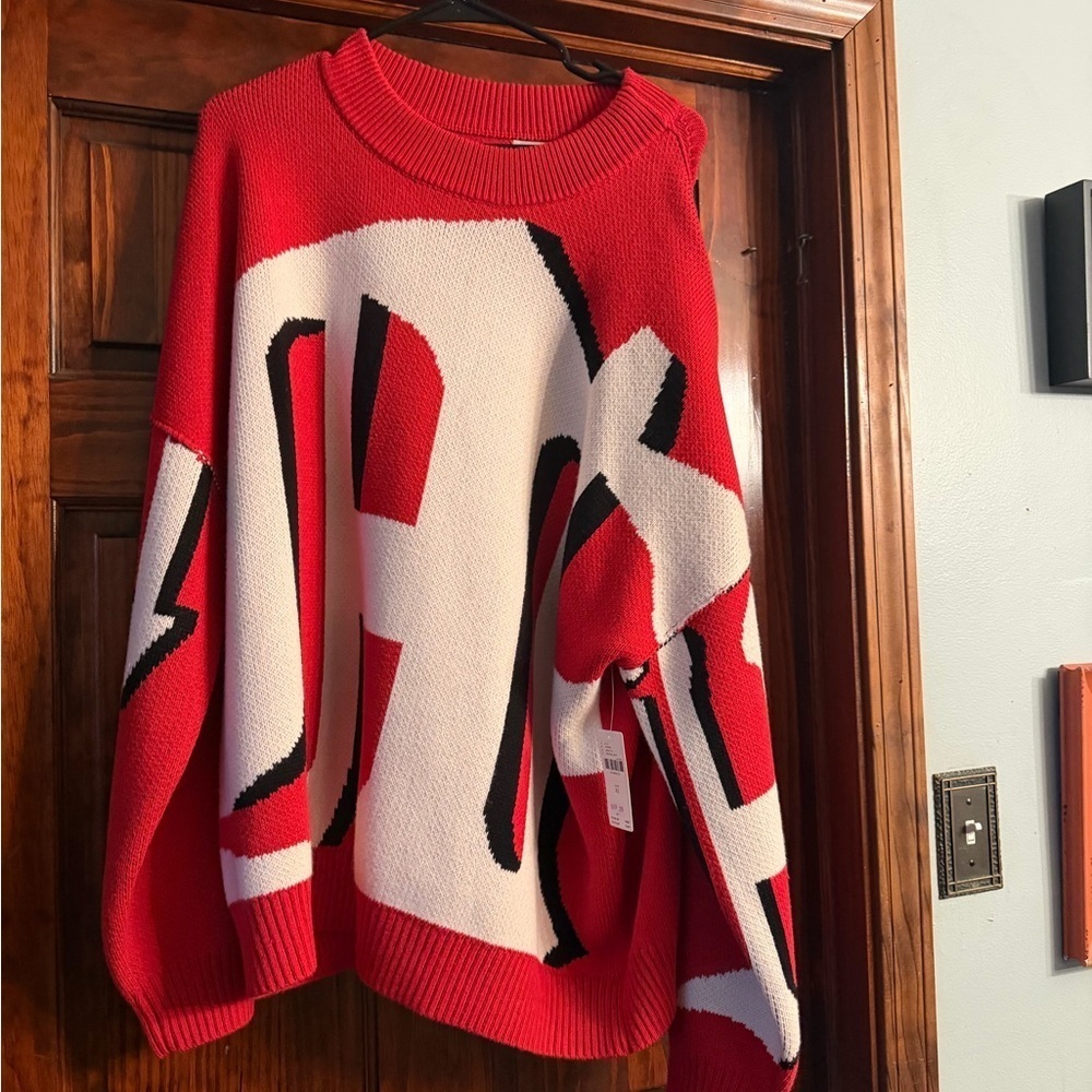 Maeve Bold Red and White Sweater